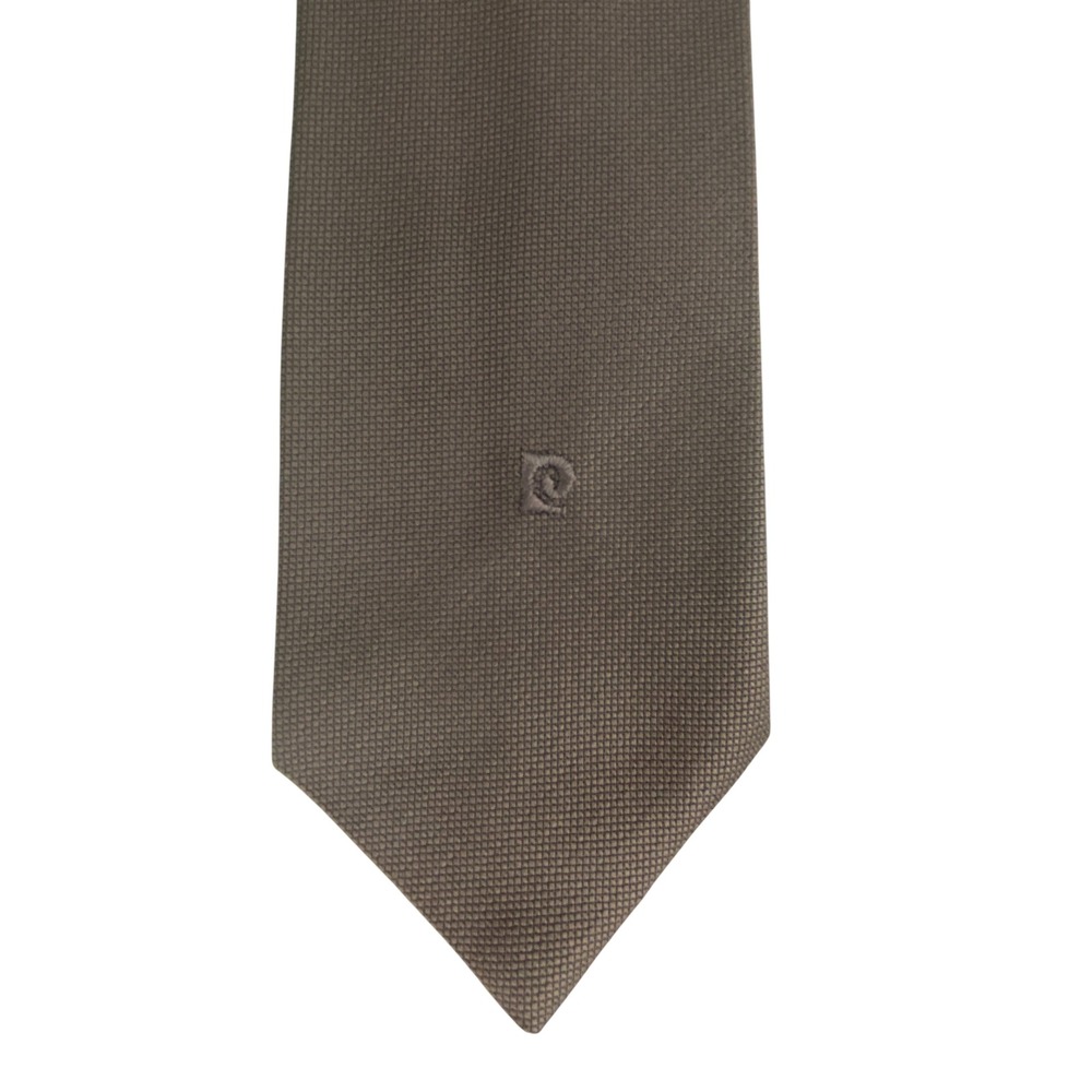 VTG Pierre Cardin Tie Mens Solid Brown Embroidered Logo Narrow 3 Inch 54x3